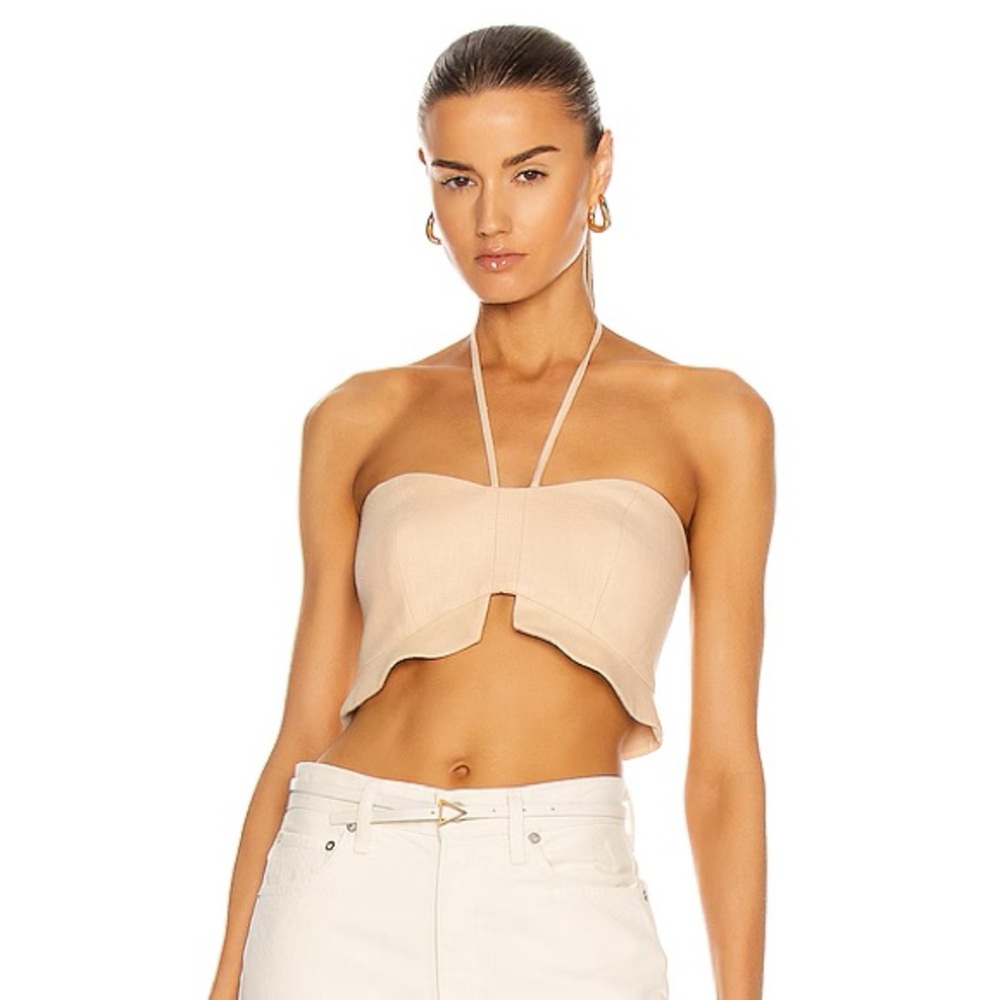 Addy Linen Twill Halter Topnude